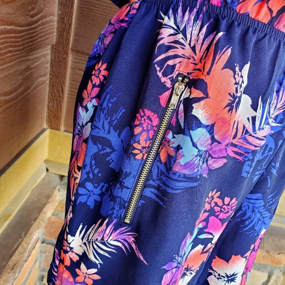 One Clothing Blue Tropical Long Sleeve Romper Size Small - Picture 7 of 16